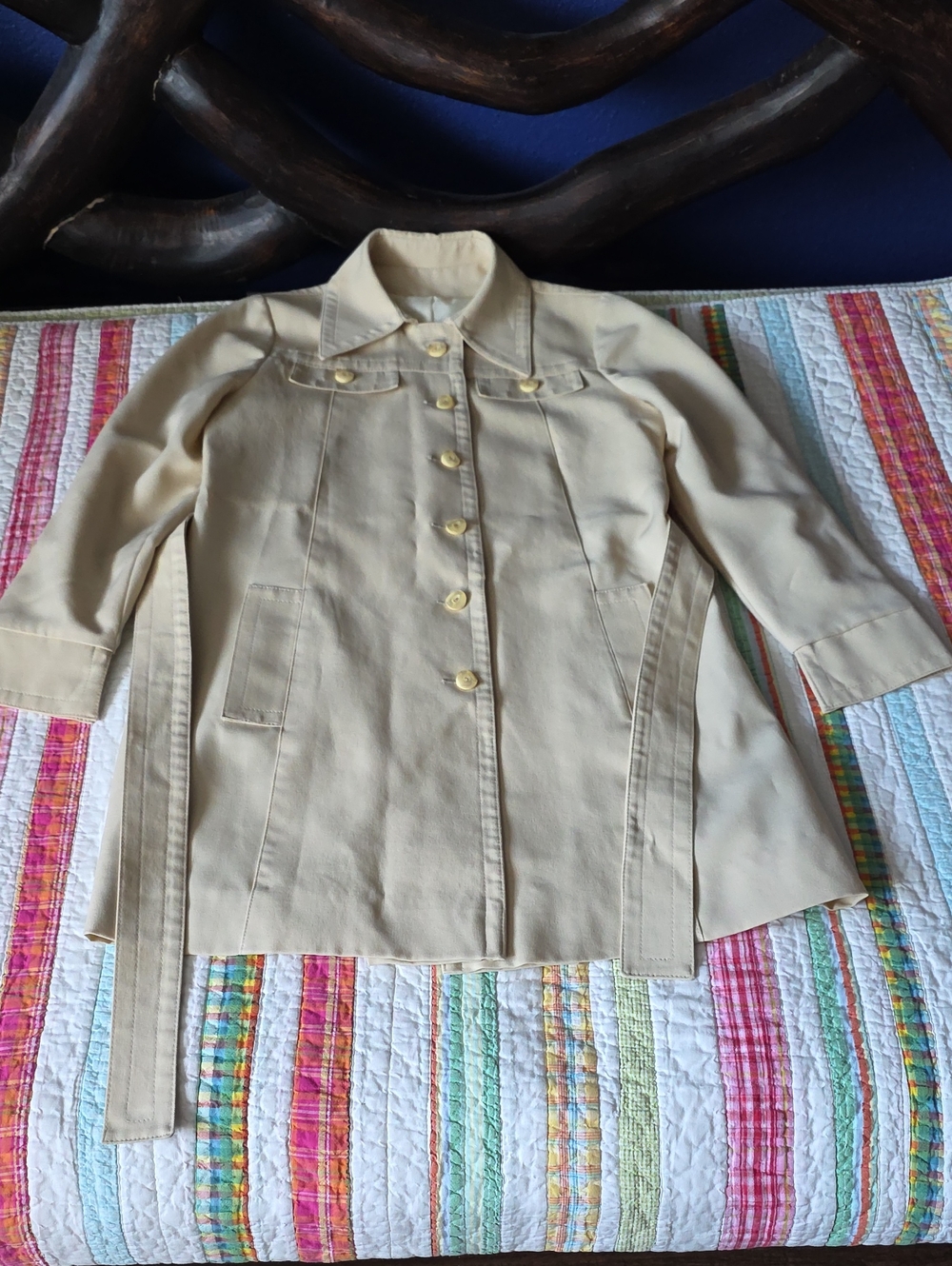 Vintage Mid 1970's Beige Women's Belted Trench Coat